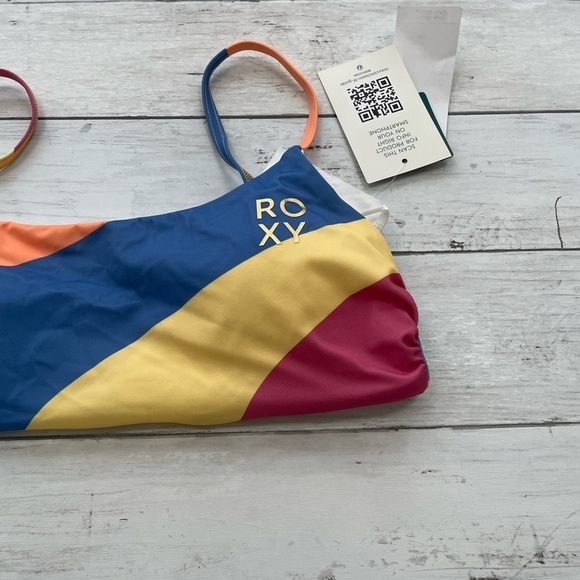 Roxy Pop Surf bralette bikini top bra Junior S boho color block coastal granny - Picture 5 of 12
